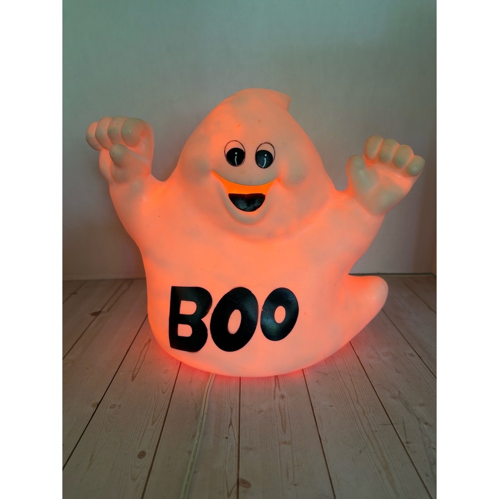 Vintage Halloween Ghost BOO Blow Mold Lighted 10 Inch Tabletop Decor